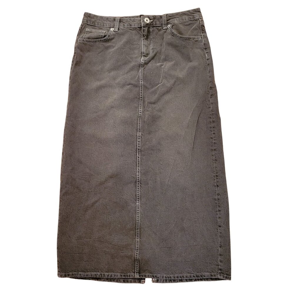 Divided HM Black Denim Maxi Skirt 10 Modest Back Slit‎ Western Rodeo
